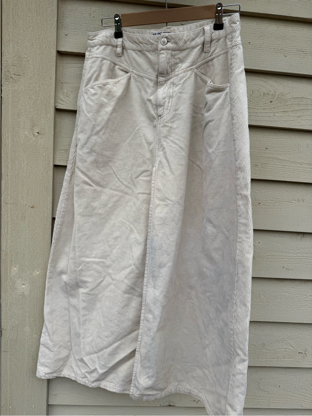 We The Free Light Cream Corduroy Maxi Skirt. Flaw noted